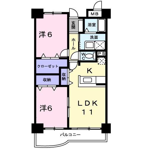 プレアリー リブ(2LDK/3階)の間取り写真