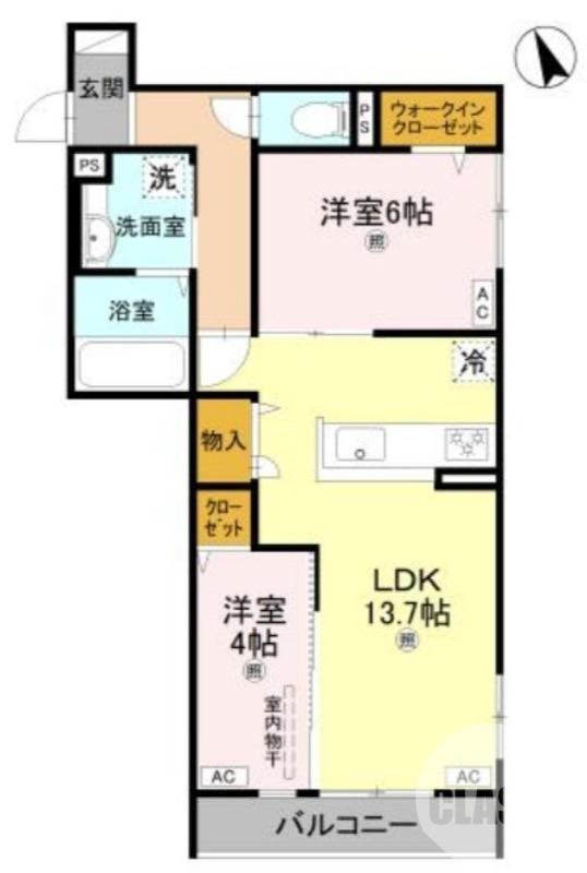 パサログランデ浜寺諏訪森III(2LDK/3階)の間取り写真