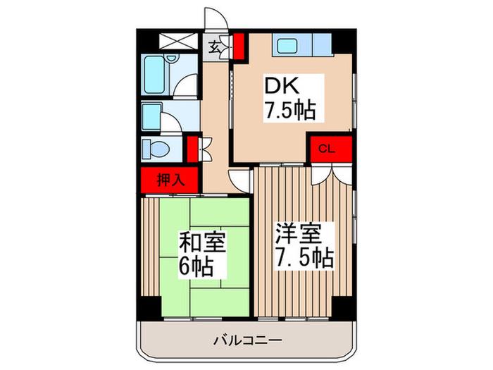 CASADEALTO(2DK/3階)の間取り写真