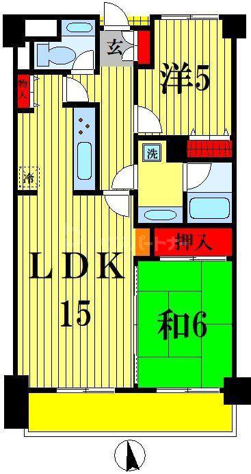 グリーンパーク三郷II(2LDK/3階)の間取り写真