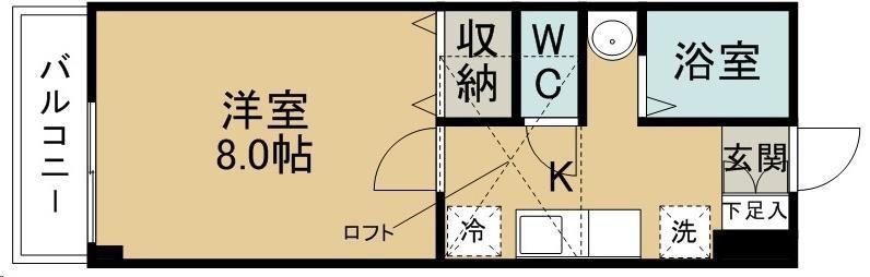 アーバンライフ苦竹(1K/2階)の間取り写真