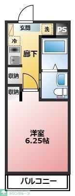アッソルッソ(1K/1階)の間取り写真