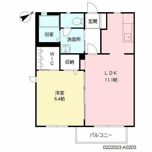 ルーンルディーII(1LDK/2階)の間取り写真