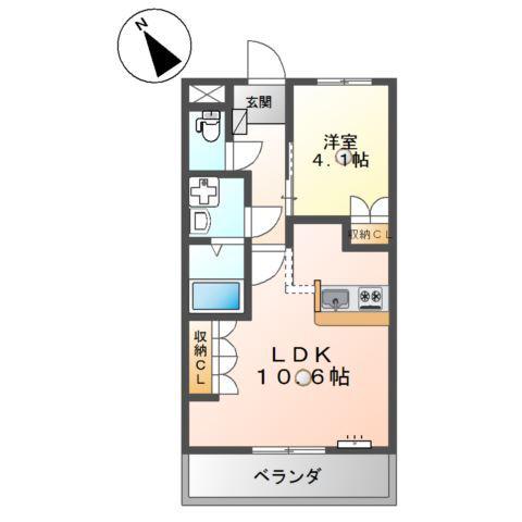 スカイパレス(1LDK/2階)の間取り写真