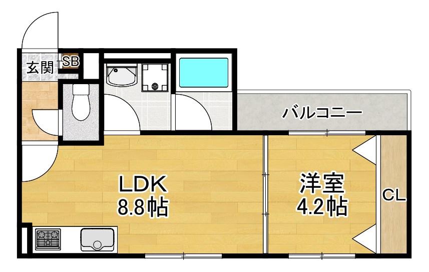 ALEGRIA枚方ノース(1LDK/2階)の間取り写真