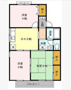 セジュールMAKI A棟(3DK/2階)の間取り写真