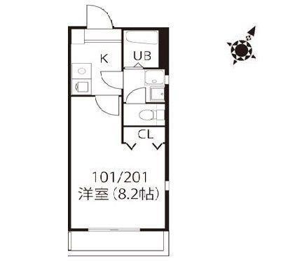クレフラスト井尻3丁目(1K/2階)の間取り写真