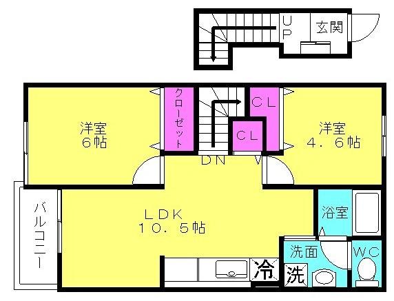 サン フェスタB(2LDK/2階)の間取り写真