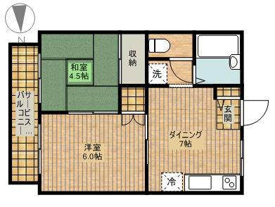 ハイツ千年(2DK/1階)の間取り写真