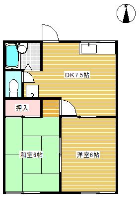 ルフランイノ(2DK/2階)の間取り写真