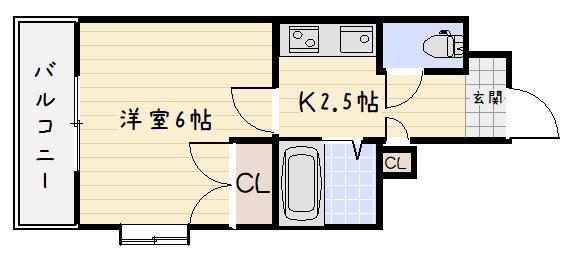 リファレンス 小倉北(1K/3階)の間取り写真