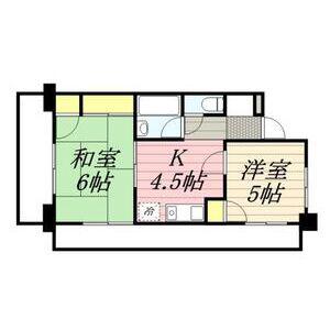 ダイナコート県庁前(2DK/13階)の間取り写真