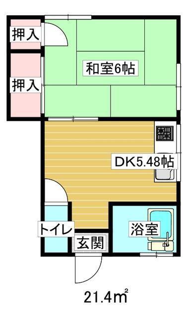 中田コーポ(1K/2階)の間取り写真