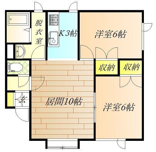 アムール(2LDK/1階)の間取り写真