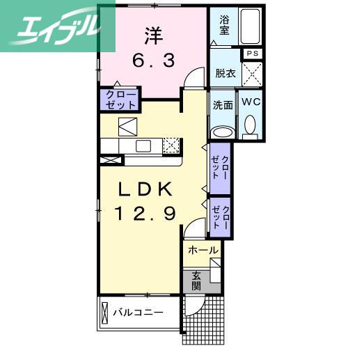 アル・カンシェルIIB棟(1LDK/1階)の間取り写真