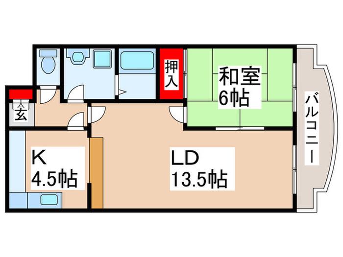 ザ・リージェント三郷(1LDK/4階)の間取り写真