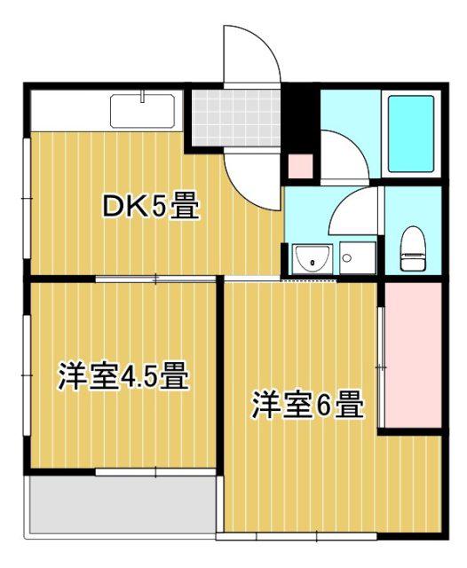 野中第2マンション(2DK/2階)の間取り写真