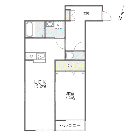 グラース(1LDK/2階)の間取り写真