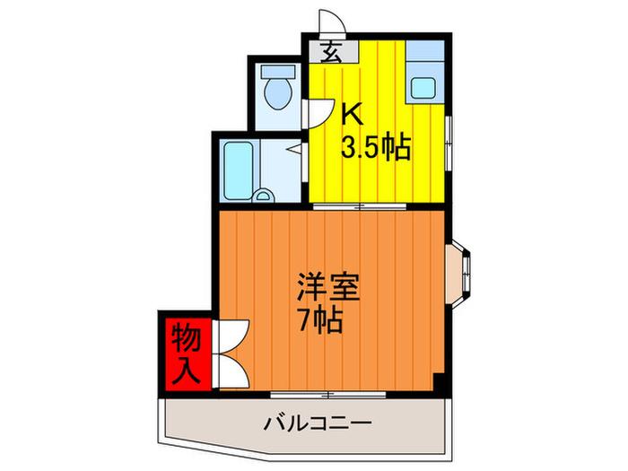 堂山ハイツA(1K/4階)の間取り写真