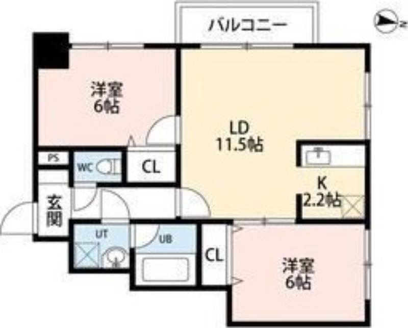 ノルテブリッサ24ロード(2LDK/4階)の間取り写真