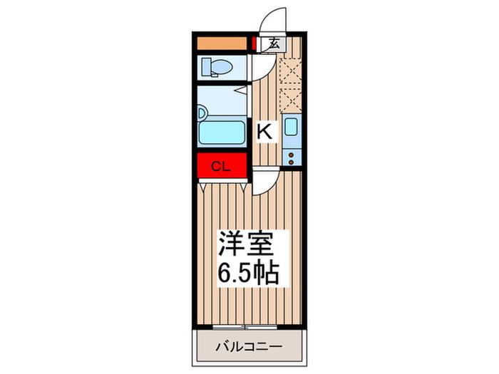 YKマンション(1K/4階)の間取り写真