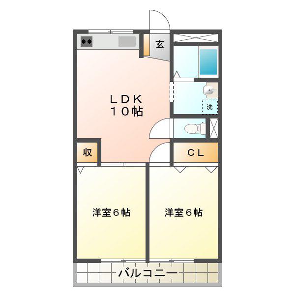 日伯産業(2LDK/3階)の間取り写真