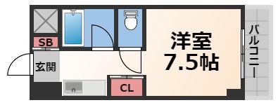 エクセルシオール長田(ワンルーム/10階)の間取り写真