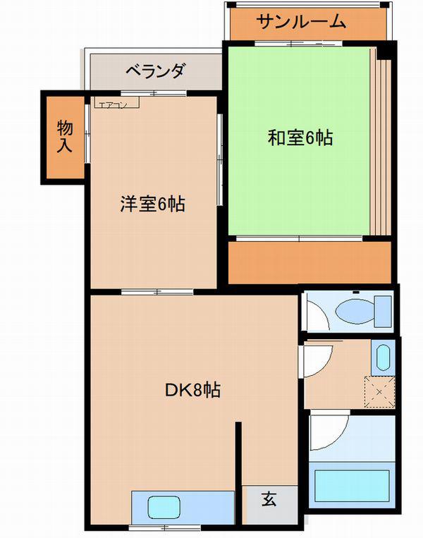 ラヴィ秋吉(2DK/1階)の間取り写真