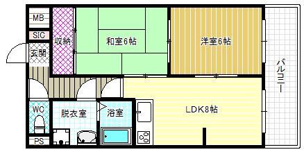エクセレントマンションオリオン(2LDK/2階)の間取り写真