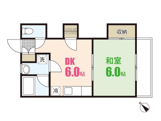 LUCE.F高取(1DK/2階)の間取り写真