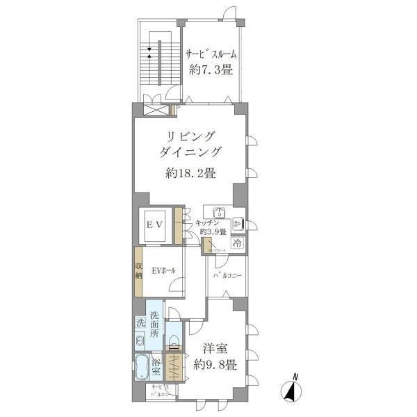 広尾QUARTO(1SLDK/7階)の間取り写真