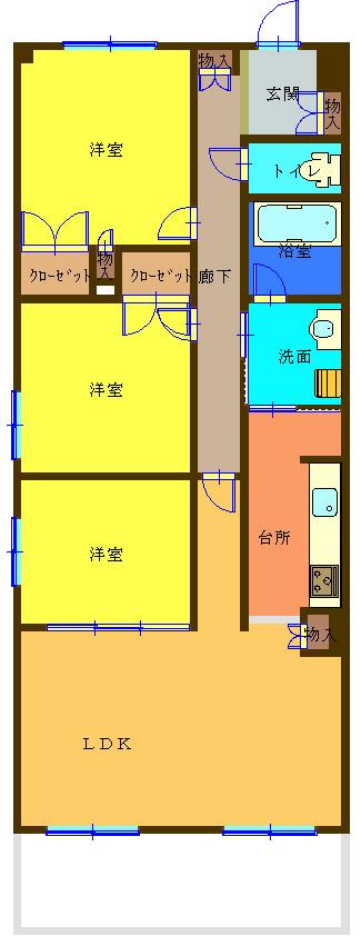 アデニウム菊名(2SLDK/4階)の間取り写真