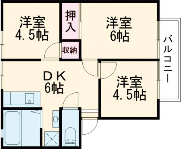 耕田ハイツB(3DK/1階)の間取り写真