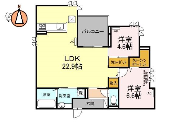 エグレットテラス(2LDK/2階)の間取り写真
