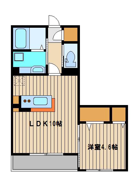 ラ・ジュネス(1LDK/2階)の間取り写真