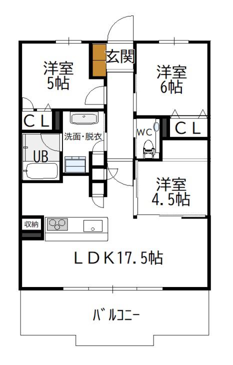 グランドパレス大淀河畔(3LDK/4階)の間取り写真