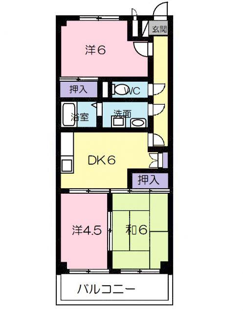 パティオ神島T(3DK/3階)の間取り写真