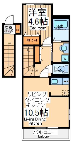 ブラン メゾンⅡ(1LDK/2階)の間取り写真