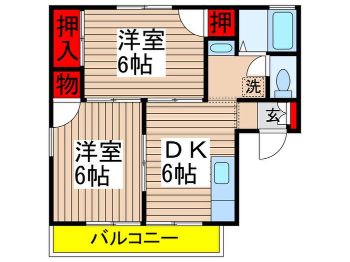 ペアグレースサクラA(2DK/1階)の間取り写真