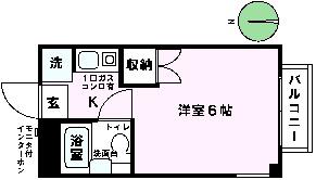 ニューフィールド(ワンルーム/3階)の間取り写真