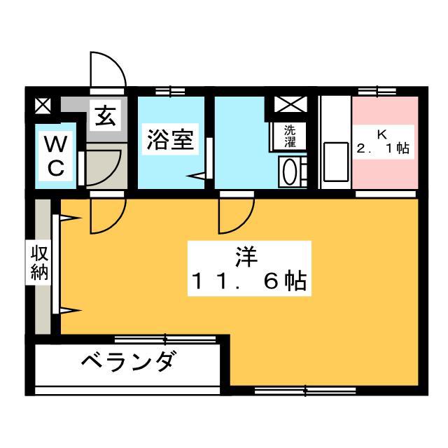 レジデンス小花(1K/1階)の間取り写真