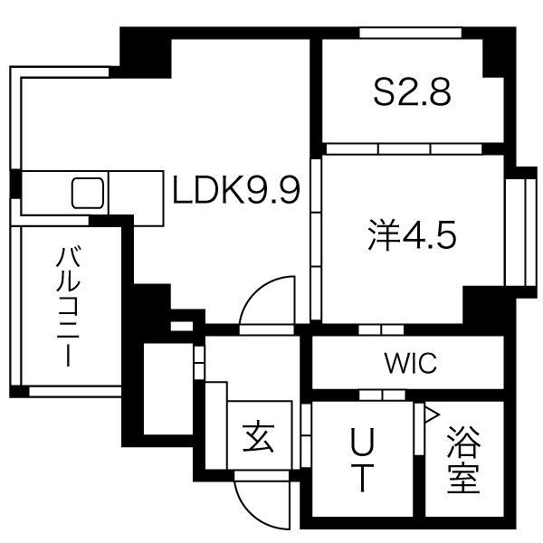 ビュークレスト天神(1SLDK/7階)の間取り写真