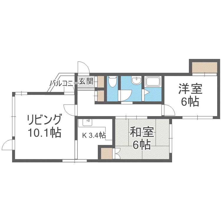 ヴァトンヒルズ宮の森(2LDK/2階)の間取り写真