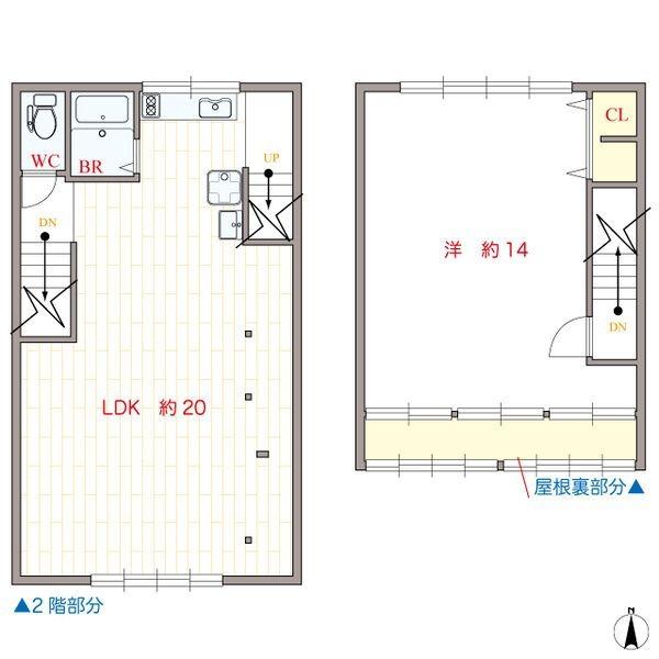 日本橋2丁目戸建て(1LDK/2階)の間取り写真