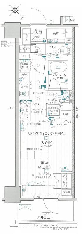 デュオステージ関内2(ワンルーム/7階)の間取り写真
