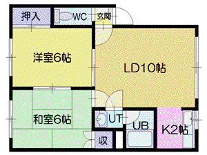 ロイヤルリッチ(2LDK/3階)の間取り写真