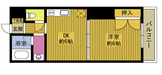 第2コーポ隆生(1DK/1階)の間取り写真
