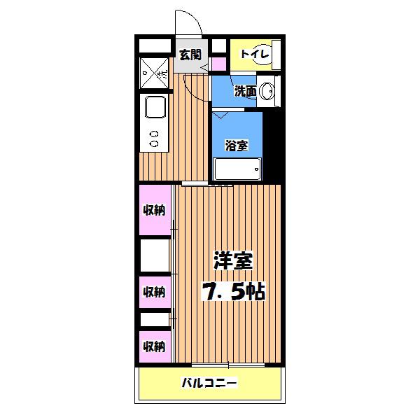 リブリ・高根NS(1K/2階)の間取り写真