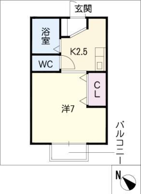 セジュール康霜(1K/1階)の間取り写真