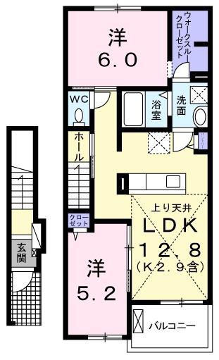 ヴァン・ラフレシール(2LDK/2階)の間取り写真